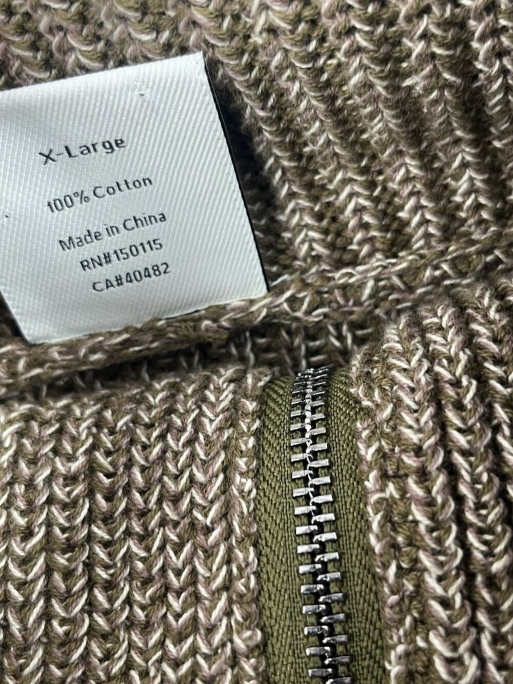 VARLEY Women's Brown/Army Green Heather Cowl Neck 1/4 Zip Sweater XL NWOT - Picture 5 of 6